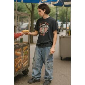 Anvil Y2K Bite Me Fist New Orleans Censored Graphic Tee Black Sz L 💯 Cotton USA